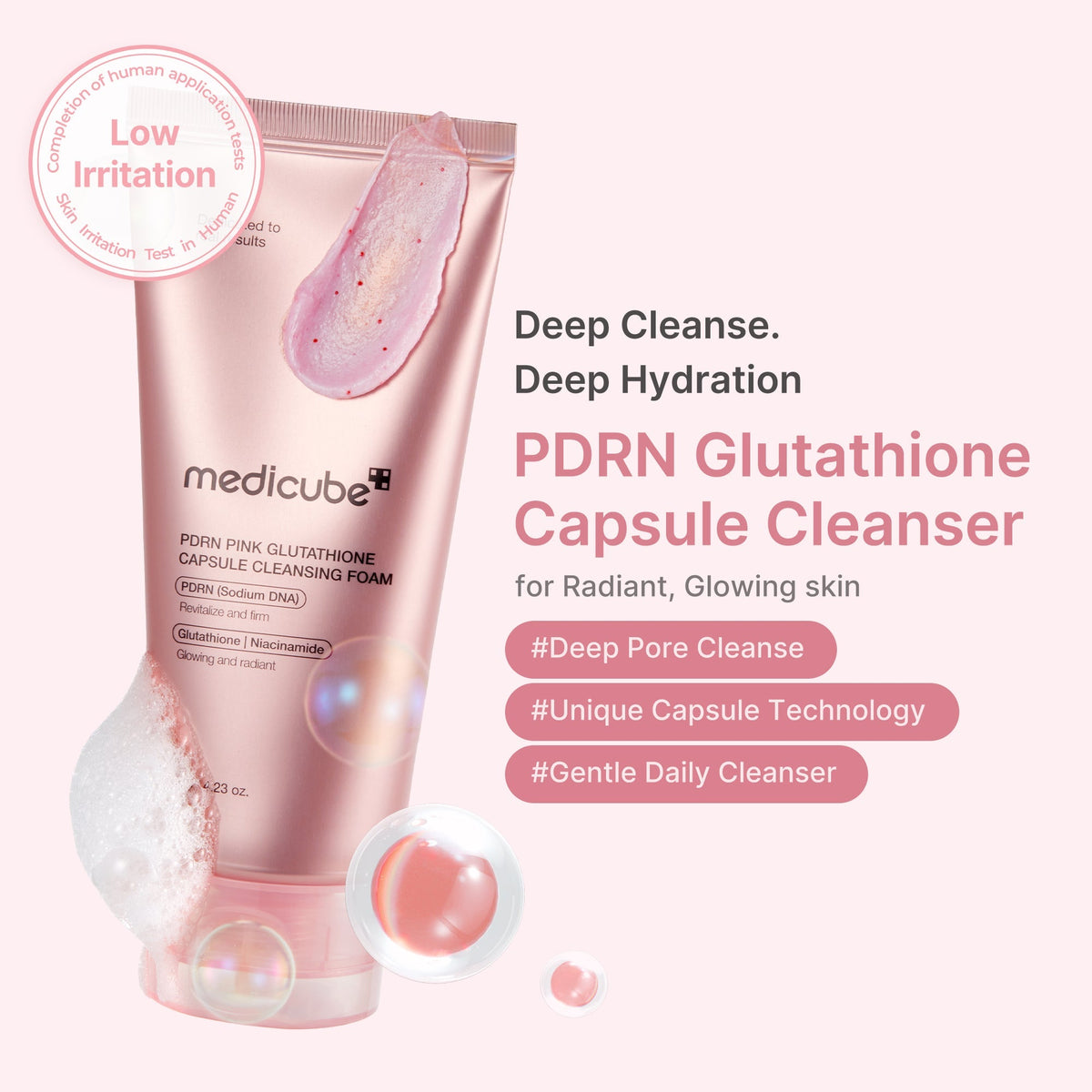 Mousse Nettoyante en Capsules PDRN Pink Glutathion – visuel 2